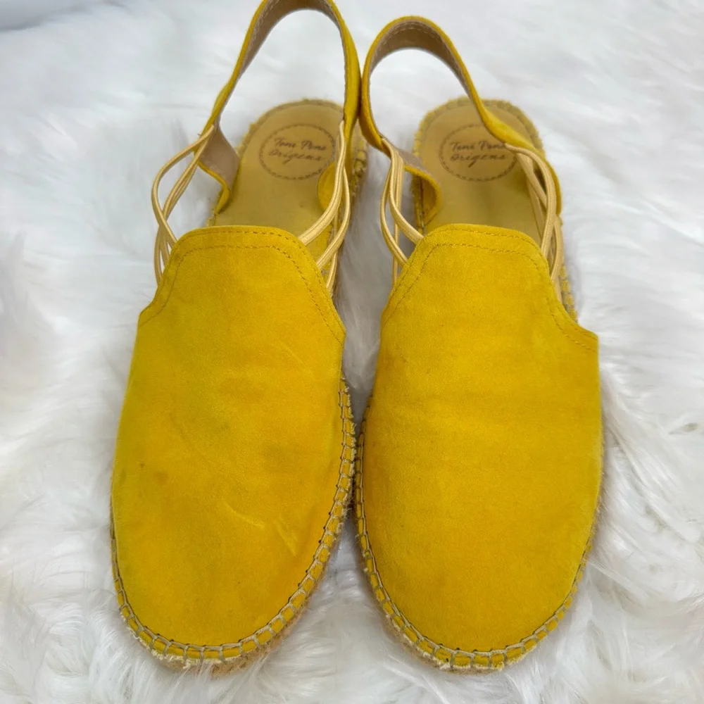 Toni Pons Nuria Vibrant Yellow Leather Espadrille Wedge Sandals